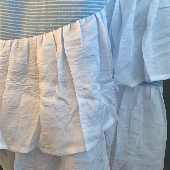 ❌DONATED❌Blue Stripe Off The Shoulders Oversized Flowy Ruffle Hem Dress - Picture 5 of 9